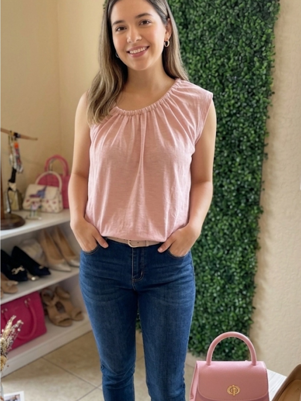 Banana Republic Blush Pink Sleeveless Peplum Top 201